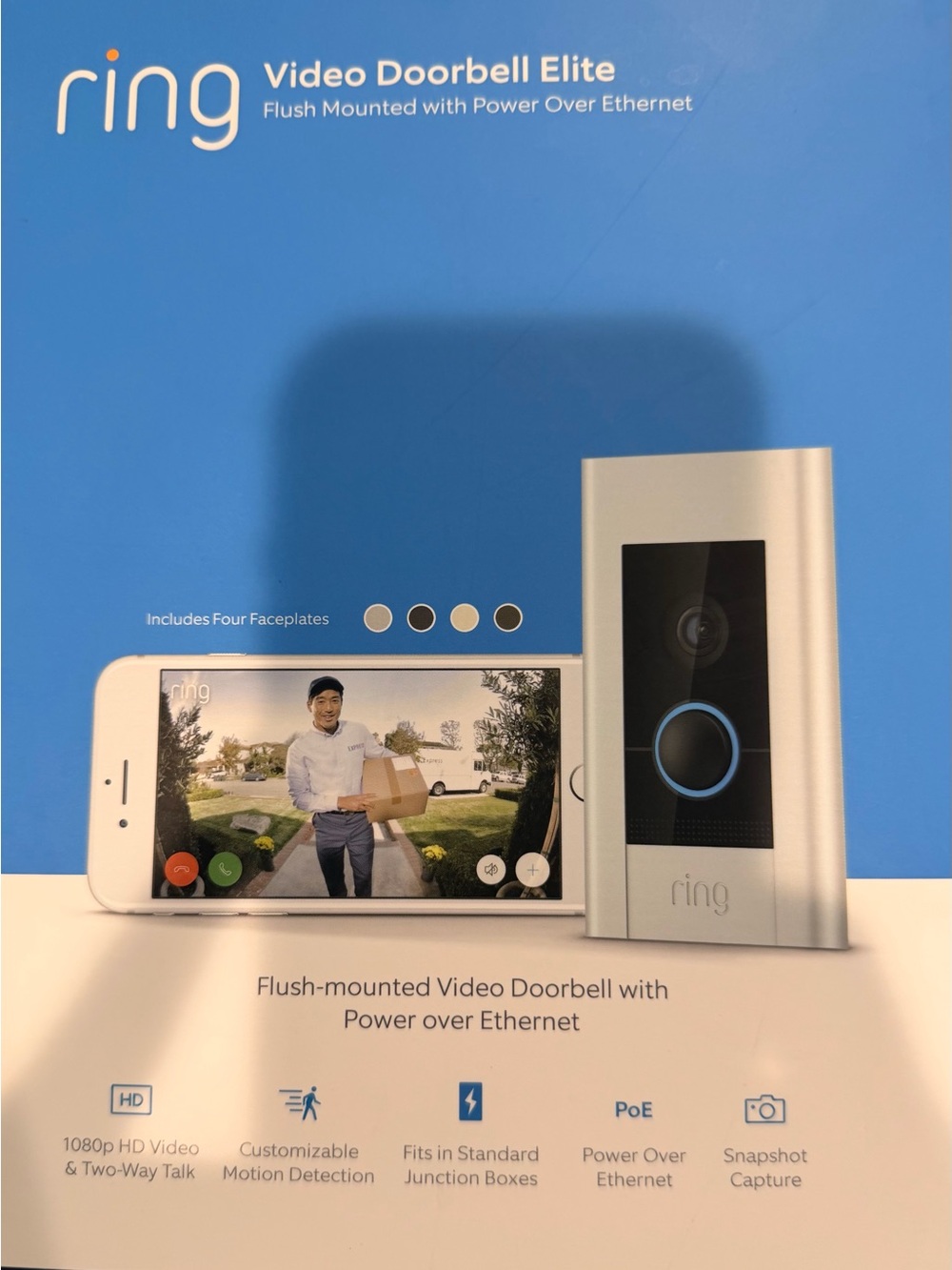 Ring Video Doorbell Elite - Brushed Silver Front